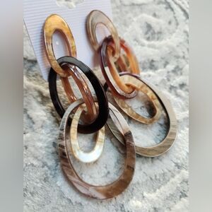 Sold!!! Brown Links with Marbeling Statement Earrings